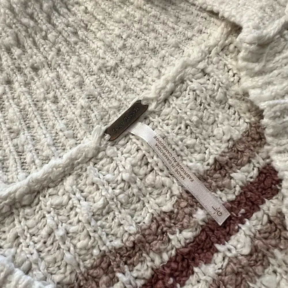 Free People Kennedy Striped Collared Cropped Chunky Knit Sweater Size Large